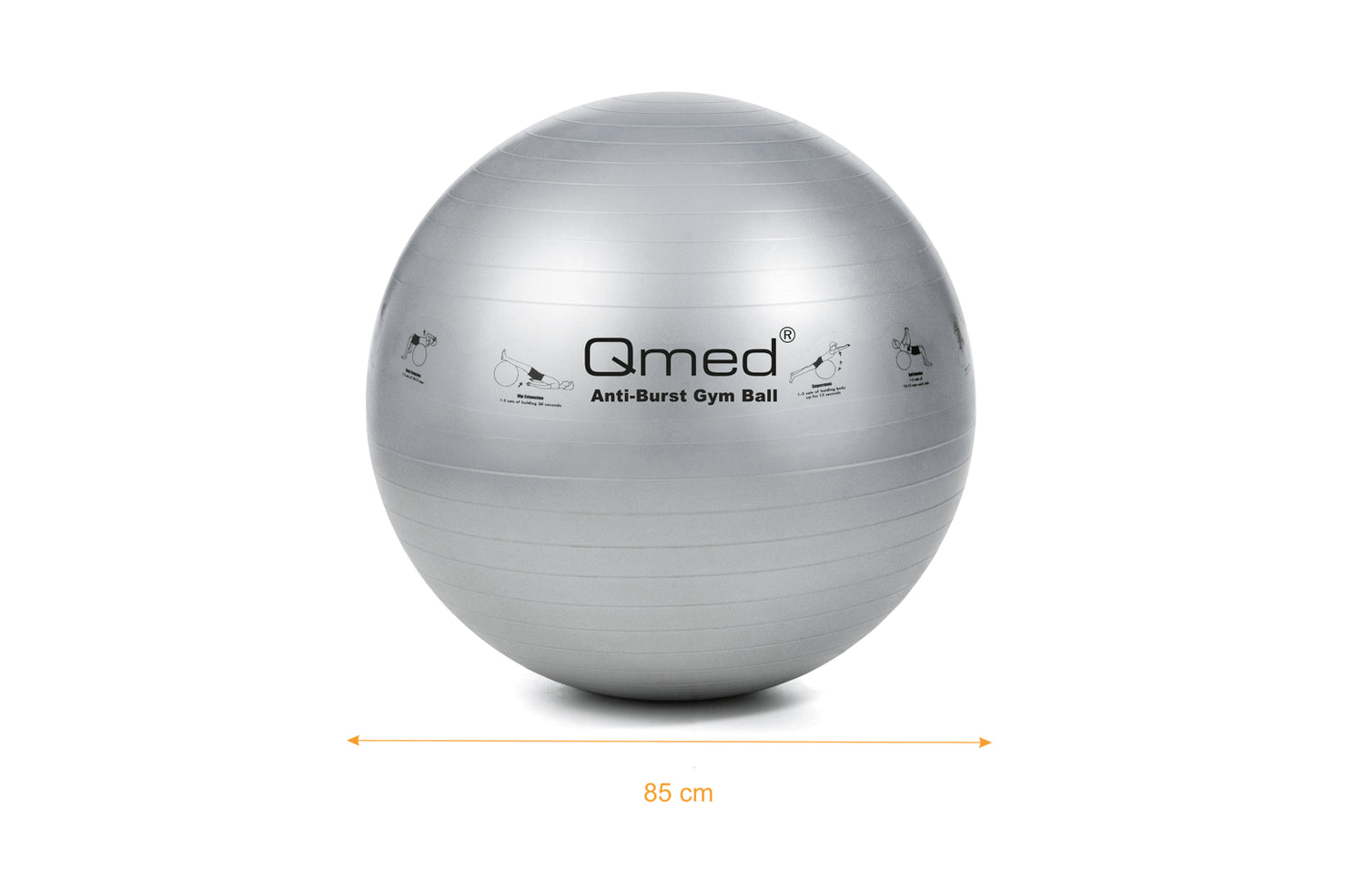 Фітбол 85 см з системою ABS та помпою Qmed ABS Gym Ball Сірий