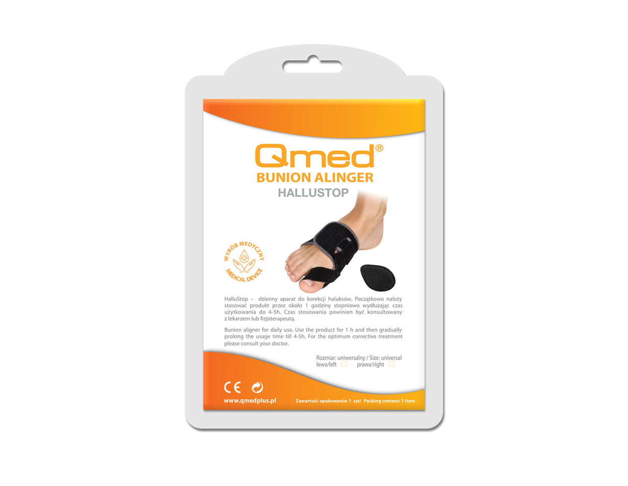 Бандаж для коррекции большого пальца, левый Qmed HalluStop I210