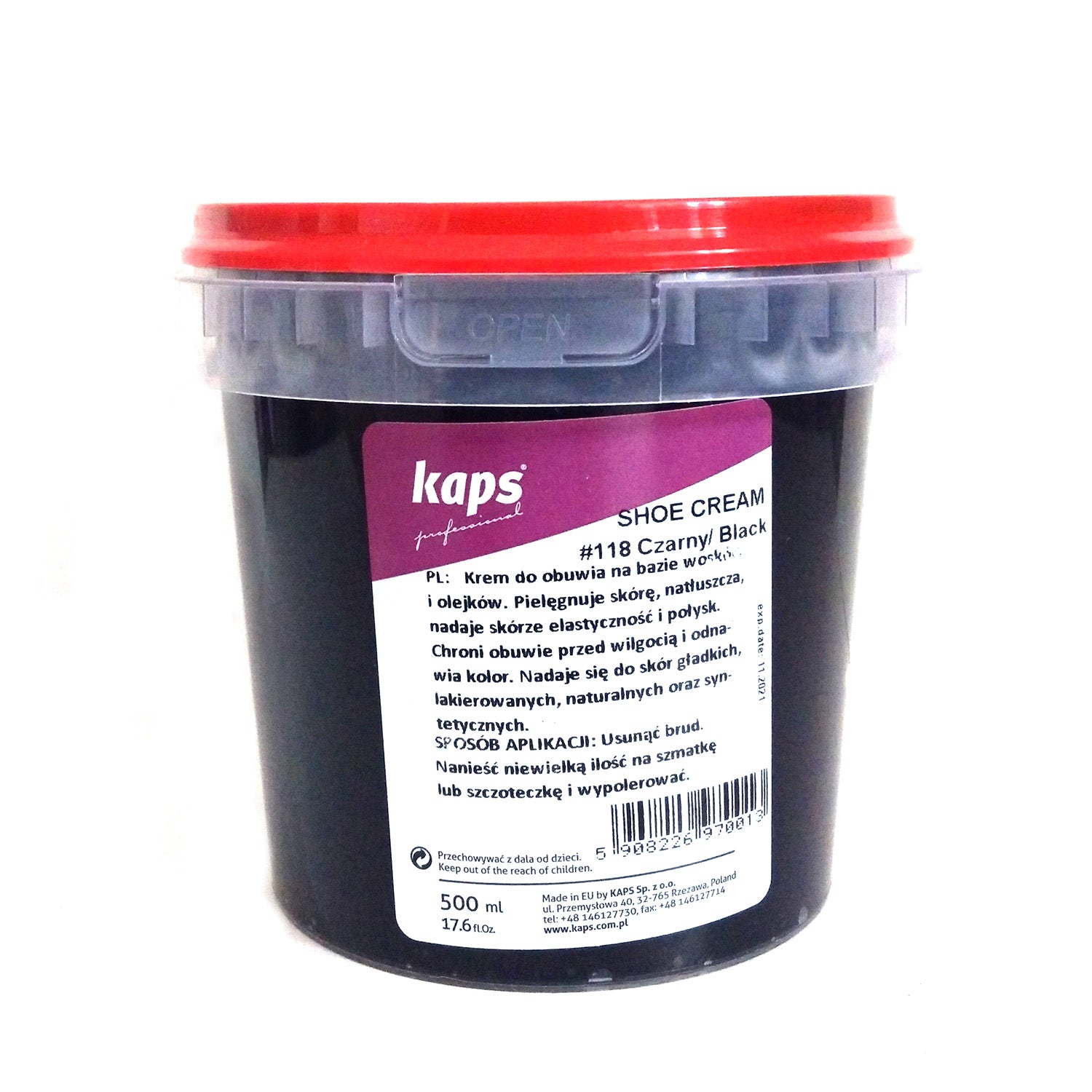 Крем для обуви Kaps Shoe Cream 500ml, черный 