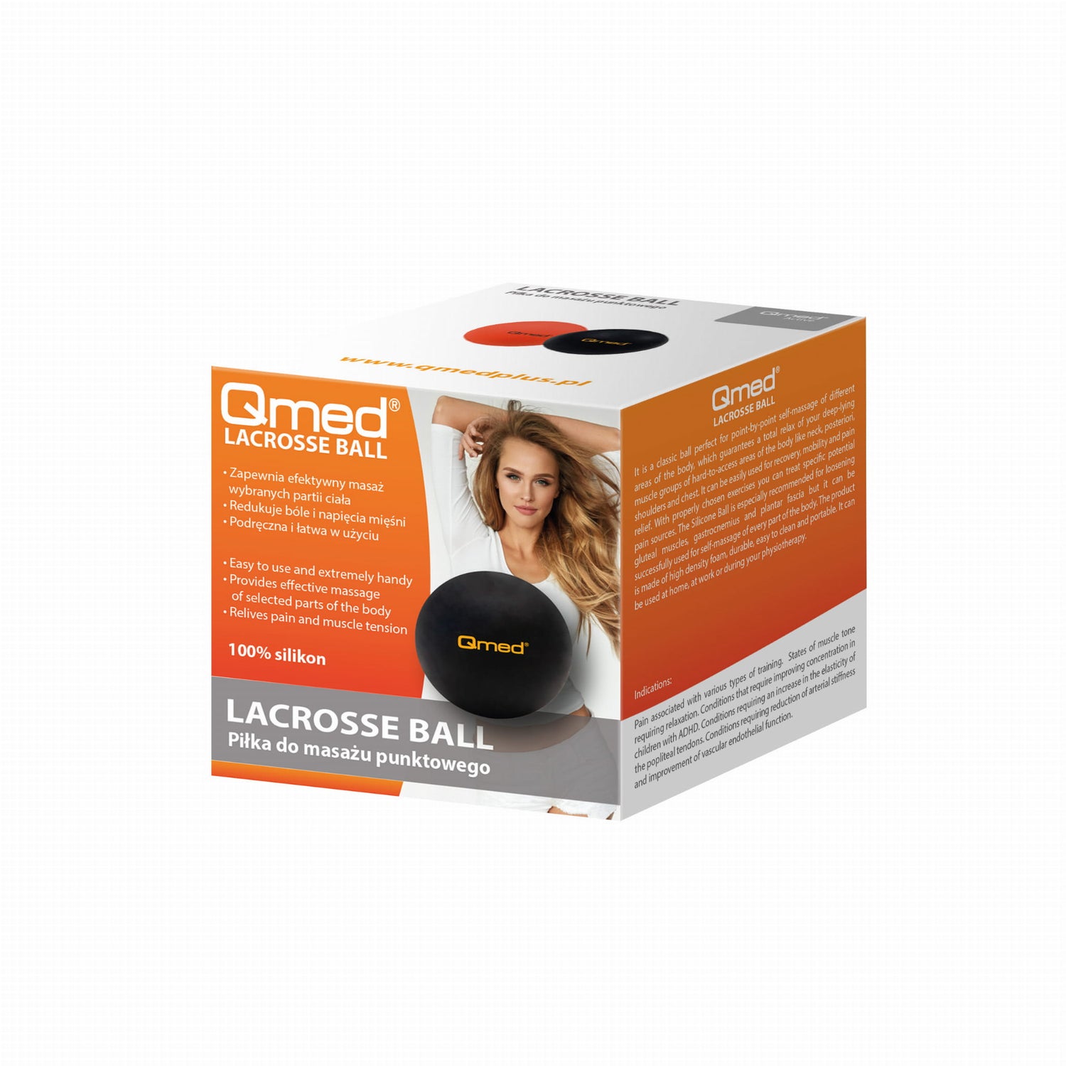 Массажный мяч Qmed Lacrosse Ball, оранжевый Ø 6 см