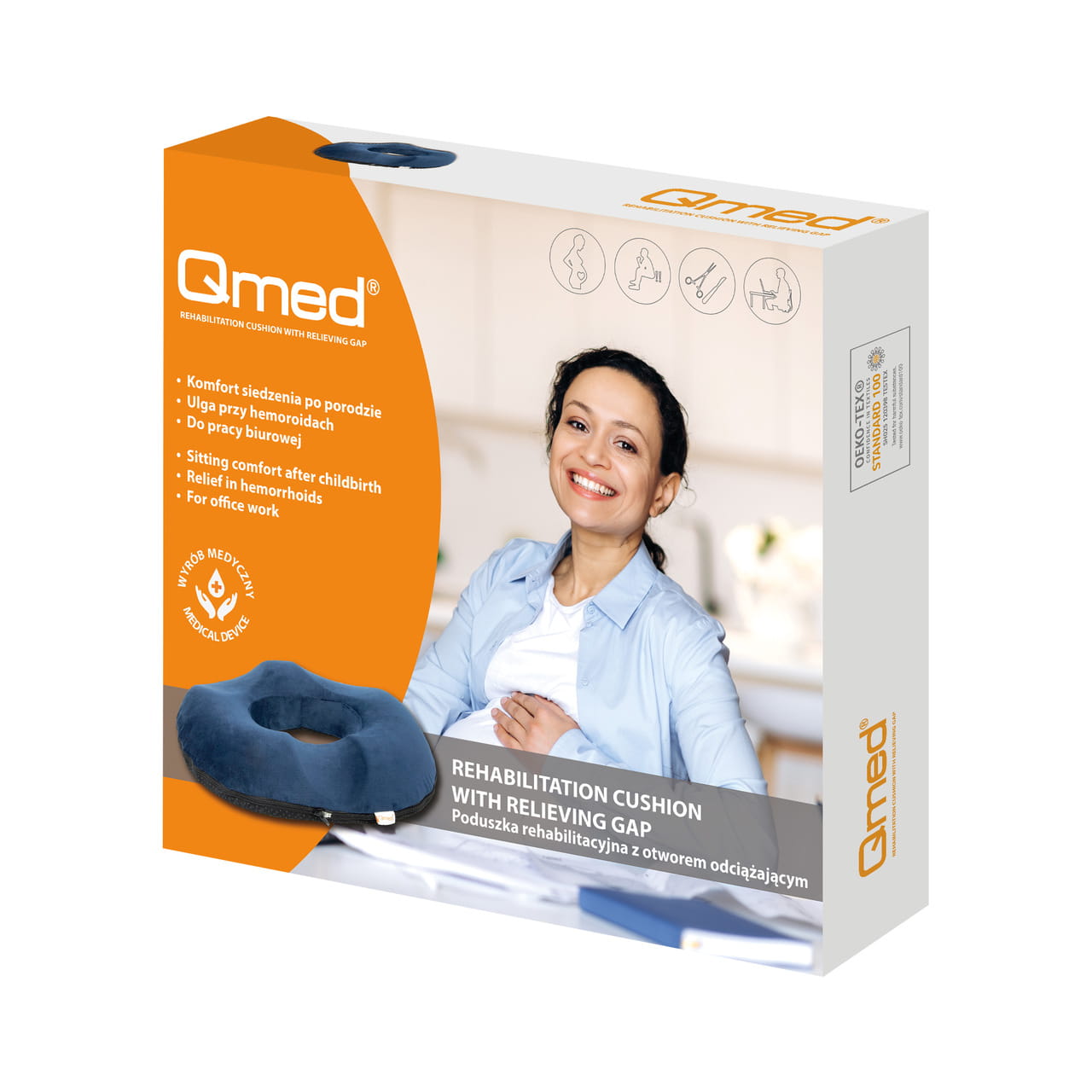 Реабилитационная подушка с рельефным отверстием Qmed Rehabilitation Cushion