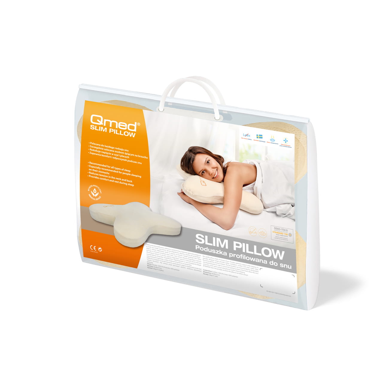 Подушка ортопедична для сну на животі Qmed Slim Pillow