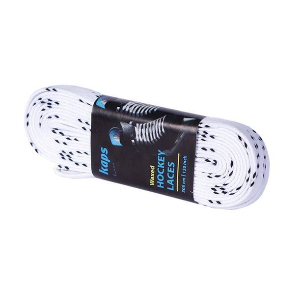 Шнурки для хокейних ковзанів вощені Kaps Hockey Laces білі 12251 фото