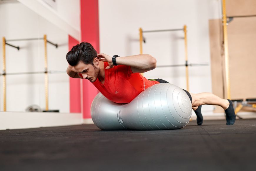 Фітбол арахіс з системою ABS та помпою Qmed ABS Gym Ball Сірий 10086 фото